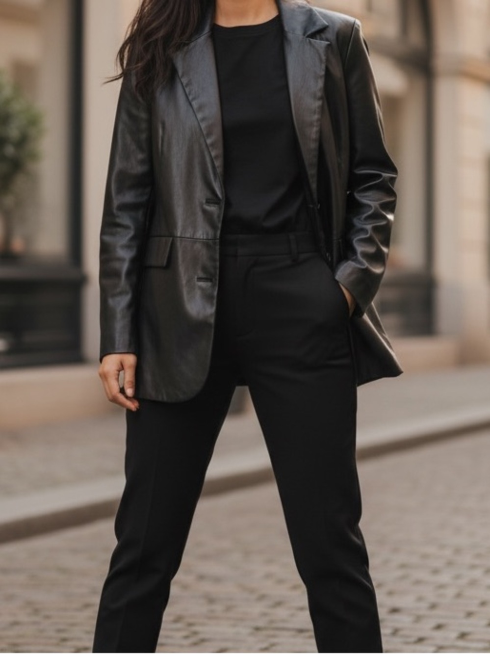 PrettyLittleThing Black Faux Leather Oversized Blazer Jacket